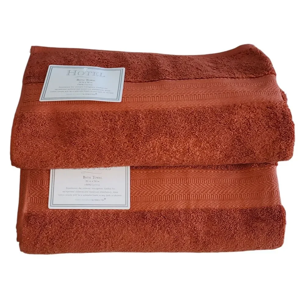 Hotel 8pc Autumnal Rust Color Cotton Towel Set 2 Bath 2 Hand 4Tip Made in Green